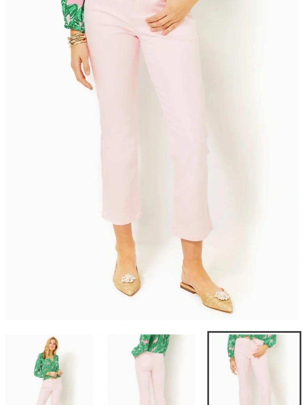 Lilly Pulitzer Women's Annet High-Rise Crop Flare Misty Pink size 10
